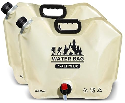 LUCYLANKER 2PCS Pliables et Portables pour Eau Potable,Bidon d'eau Poche d'eau Portable,Récipient d'eau Pliable, Convient pour la randonnée, Le Camping, Le Pique-Nique, Le Barbecue (2 Khaki)
