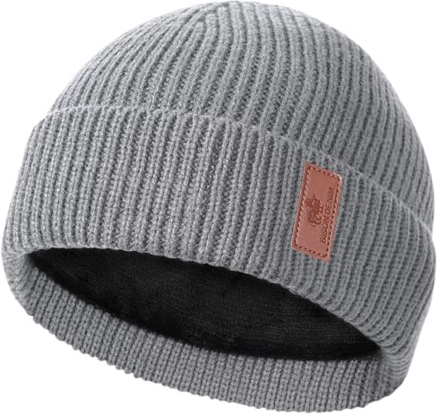 BISON DENIM Herren Strickmütze Beanie Mütze Warme Fleece Laufmütze Winddichte Wintermütze Unisex-Mütze