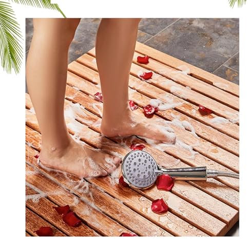 QWEASDF Holzmatte outdoorholzmatte Bad，holzmatte badezimmerholzmatte Balkon，holzmatte duscheholzmatten，Bambus Badematte, rutschfeste Duschmatte für Badewanne, Dusche, Sauna(W30xL70cm/W12xL28in)