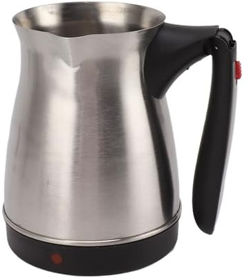 Fdit Cafetière électrique Turque en Acier Inoxydable 500 Ml 600 W, Poignée Anti-brûlure, Double Protection, Chauffage Uniforme, Poignée Pliable pour Voyage