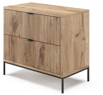 Vicco Nachttisch Eliza, Viking Oak, 66 x 60 cm | mit 2 Schubladen, zur Verwendung als Beistelltisch oder Nachttisch kombinierbar