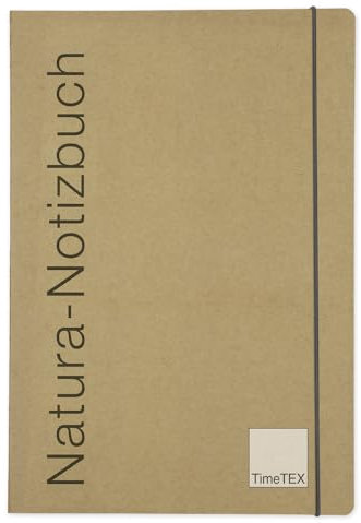 TimeTEX Natura-Notizbuch A4-Plus, 198 Seiten | Naturbelassenes Karton-Cover, komplett flach aufklappbar