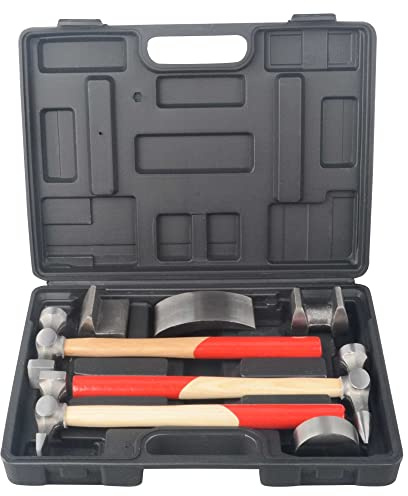 DAYUAN 7Pcs Automotive Craft Panel Beating Kit Panel Beating Hammer and Dolly Set Hammers Set for Car Auto Body Panel Repair