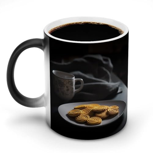 QMNRTK There Are Biscuit on The Plate Coffee Mug, Funny Mugs Magic Large Capacity Ceramic Cup Novelty Gift Mugs for Coffee, Tea And Hot Drinks