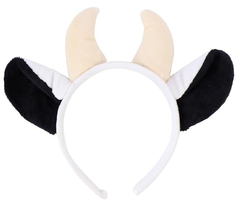 Garneck Kuh Haarreif mit Ohren und Hörnern, Schwarz-Weißes Kuhohren | Stirnband, Tierkostüm Zubehör für Karneval, Fasching, Halloween, Cosplay und Mottoparty