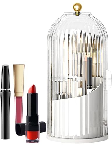 Sminkborsthållare | Dammsäker 360 ​​Makeupborsthållare med klart lock, sminkborsthållare för fåfänga