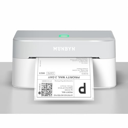 MUNBYN Bluetooth Thermal Label Printer RW403B, Wireless 4x6 Shipping Label Printer for Small Business, Compatible with Android, iPhone, Windows, Mac, Chromebook, Print Width 1.57-4.25 (Grey)