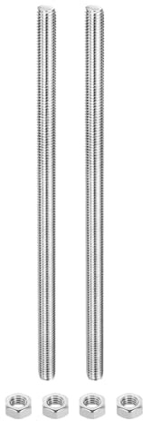 QUARKZMAN 2Pcs M12 x 250mm Tige Filetée Entièrement avec 4 Pcs Écrous Hexagonaux, 1.75mm Pas de Filetage en Acier Inoxydable 304 Filetées à Droite, Goujons de Barre pour Bricolage