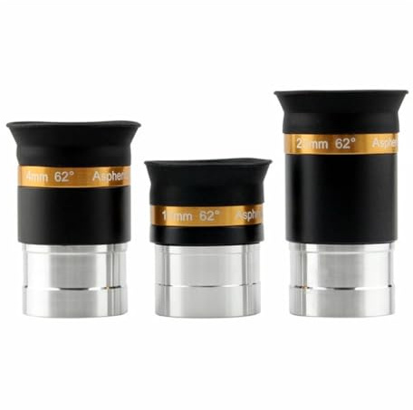 TOBEOME 3PCS/SET 1.25 Inches 62 Degrees 4mm 10mm 23mm Astronomical Telescope Aspheric Wide-Angle Eyepiece Combination Set