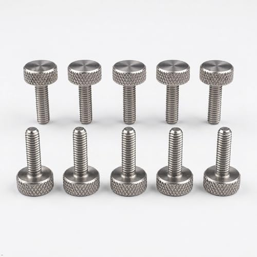 Precisiongeek Tornillos moleteados M5 x 15 mm, acero inoxidable, cabeza moleteada de 10 mm de diámetro, juego de 10 unidades