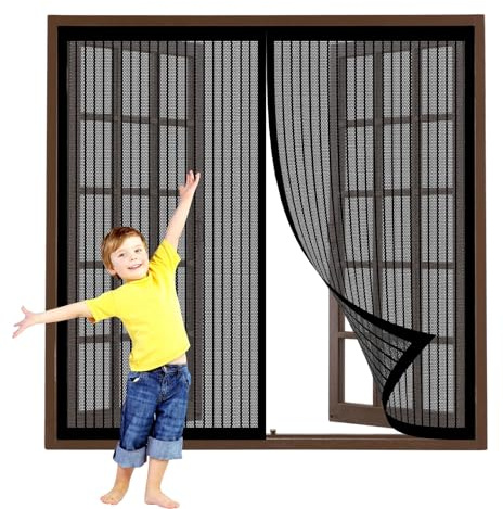 Fliegengitter Fenster Magnetband 60 x 110 cm Ohne Bohren mit Vollmagnetstreifen Mückennetz Magnet Fliegengitter für Terrassentüren Räume, Schwarz