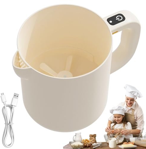 YRTUOP Sbattitore Elettrico, Sbattitore Elettrico Multiuso per Uova e Lavaggio Riso, Frullatore Elettrico Ricaricabile con per Impastare, Filtrare e Cucina, Capacità 1 Litro