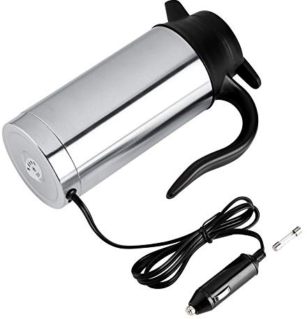 Nikou Edelstahl Wasserkocher für Auto, 12V 750ml Reise Auto Wasserkocher Heizung Tasse Zigarettenanzünder Thermoskanne, Kaffee Becher Wasserflasche Flasche für Freien