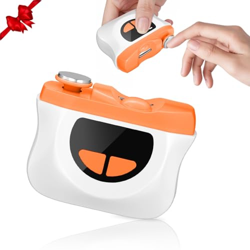 Cortauñas Eléctrico, 2026 Nuevo 3 en 1 Cortaúñas Automático y Pulidor, 3 velocidades Cortauñas Eléctrica Ajustable Automático con Luz LED y Recargable por USB, para bebés, adultos y ancianos -Naranja