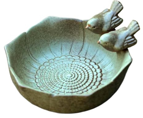 dewdat Keramik-Vogeltränke - Garten Outdoor Vogelbad Mit Futterschale - Gartenschale Vogelbad Für Vögel Eichhörnchen Insekten Auf Rasen Und Terrasse