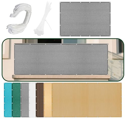 Tenda da Sole per Esterno a Caduta 310 x 520 cm Protezione Raggi UV 98% Rete Ombreggiante Traspirante, con Corde di Supporto per Giardino Balcone Terrazza Campeggio, Grigio Chiaro