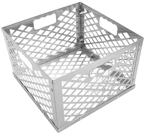 BAZEITFLOW Cesta para Carbón Metálica para Barbacoa al Aire Libre, Caja Portacarbón de Acero Inoxidable 30x15x10 Cm, Soporte Resistente para Ahumar y Almacenar Carbón, Utensilio Ligero