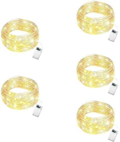 SIGANDG MiNi - Ghirlanda luminosa a batteria con timer, 2 m, 20 LED, IP65, piccole luci di Natale impermeabili, per interni, per bottiglie, camera da letto, feste, vasetti, alberi, colore bianco caldo