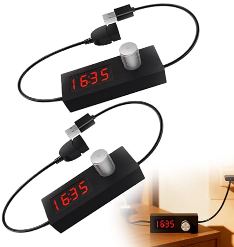2 unidades de 5 V 2 A USB con temporizador, cable de conmutación con temporizador de cuenta regresiva, función de apagado automático y ajustable en 24 horas, temporizador de cuenta atrás digital para