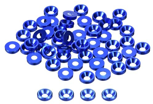 QUARKZMAN 50 Pcs Arandelas Avellanadas M3 Acabado, Arandelas Para Tornillos Aleación Aluminio, Arandela Cabeza Hueca Para Accesorios Mecánicos, Azul Oscuro
