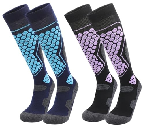 ZHAOCAI 2 paires de chaussettes de ski femmes, chaussettes de ski au ski respiratoire rapide séchage