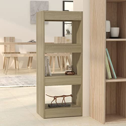 Owoxanthellate Bücherregal Sonoma-Eiche 40x30x103 cm Massiver Holzwerkstoff Moderner Raumteiler mit Kippschutz Standregal für Wohnzimmer Schlafzimmer Flur