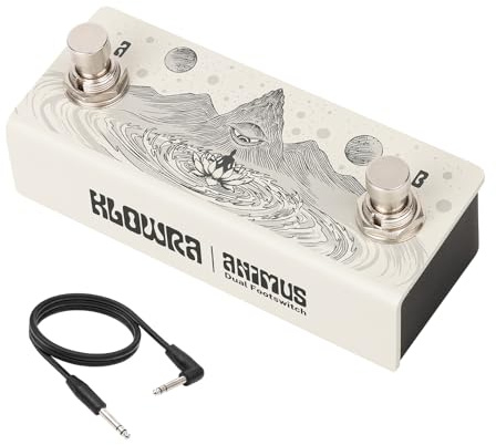 Klowra Animus Dual Momentary Footswitch Controller för gitarrpedaler, 1 × TRS- och 2 × TS-utgångar för kontroll av upp till 3 pedaler, inkluderar TRS-kabel