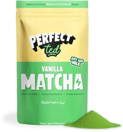 PerfectTed Vanilla Bean Matcha Powder, Ceremonial Grade Matcha, Bulk Pack, Perfect for Sweet Lattes & Smoothies | Premium Matcha Fuel | Vegan | Gluten-Free (250g, Vanilla)