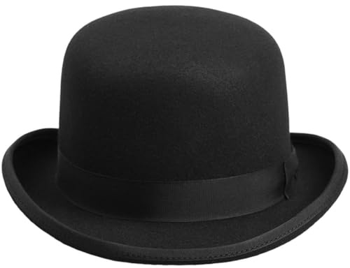 Muteitt Classico Cappello Bowler Nero, Cappello Derby, Cappello Festa, Cappello Vittoriano per Adulti, Festa di Carnevale, Halloween, Natale