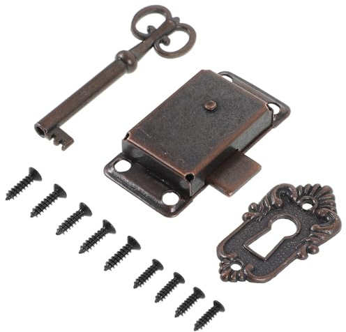 IWOWHERO Set Serratura Antica Chiave per Mobile e Cassetto, Serratura da Scrivania Vintage in Metallo, Kit Serrature per Armadietto Installazione Semplice, per Mobili D’arredo Classici
