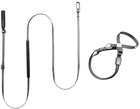 BuddyArmor Ausbruchsicheres 8 Form Katzen Geschirr Set mit Leine, Figure-8 Anti-Verlust Anti-Würge Verstellbares Katzengeschirr mit QR-Code und Freihandleinen für Katzen bis 10kg (Grau, S)