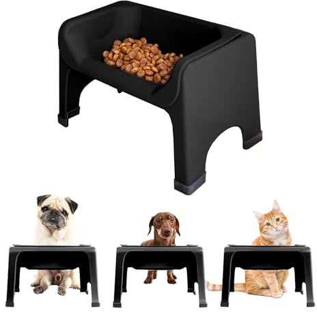 Fluff Trough Elevated Dog Bowl for Food Minimize Neck Strain | 5inch Tall Cat & Dog Feeding Stand | Vet Approved Non-Toxic Silicone Feeder Bowl | Raised Bowl for Medium & Small Dog/Pet with Flat Face