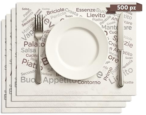 GIORDANO Cart 500 Tovagliette Carta Monouso in Carta Kraft Bianca Goffrata in Stile Tepore - Tovagliette Americane Usa e Getta Resistenti, Igeniche e Made in Italy