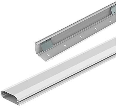 Conecto 0,50 m Aluminium Kabelk zum Kleben oder Schrauben mit 1 x 40 cm 3M Klebeband, Weiß