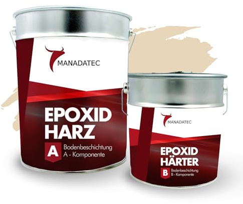 MANADATEC Revestimiento de suelo de resina epoxi 2 componentes, 1 kg RAL 1015 Marfil claro sin disolventes, respetuoso con el medio ambiente y sin olores, revestimiento para suelos de garaje y sótano