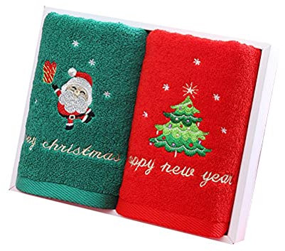 spier Weihnachtshandtücher, 2Pcs Xmas Red Santa Claus Christmas Face Handtuch, Waschhandtuch Hand Face Tuch Handtuch für Home Badezimmer, Neujahrsgeschenk