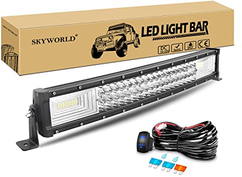 SKYWORLD Gebogen LED Arbeitsscheinwerfer Bar, 22 Zoll 56cm 270W Zusatzscheinwerfer Led Lichtleiste Offroad Lampe mit 12V Rocker kabelbaum kit für Auto SUV ATV UTV LKW 4x4 Nebelscheinwerfer