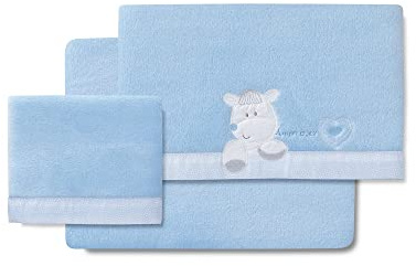 various Juego de Sábanas Cuna Coralina Invierno 60x120 cm, Set 3 Piezas Bebé, Bajera Ajustable con Goma, Tejido Térmico Extra Suave y Cálido, Ropa de Cama Cuna Estándar, Caja Regalo (Azul)