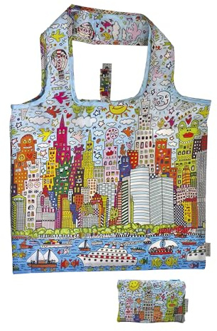 Fridolin Art Edition Eco Bag in Bag - 2 in 1 Tragetasche mit berühmten Kunstmotiven aus 100% recyceltem PET – Robuste und platzsparende Einkaufstasche (45,5 x 68,5 cm, gefaltet 15,5 x 9,5 cm