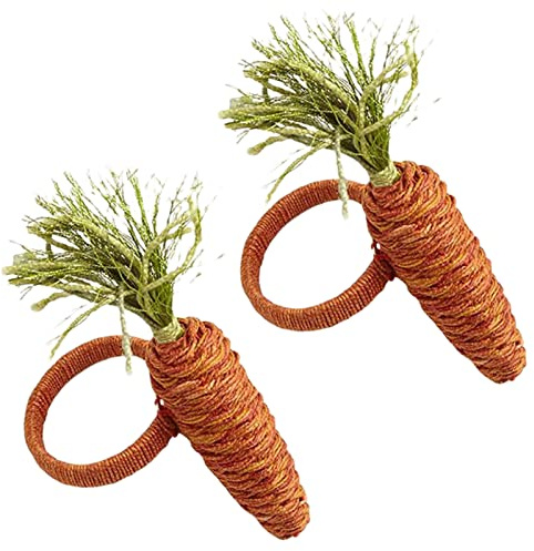 Juego de 6 servilleteros de Pascua, zanahorias, cordel, servilleteros, servilleteros de primavera, hebilla de servilleta, anillo de toalla para cocina, fiesta, comedor, suministros de boda, naranja, 2