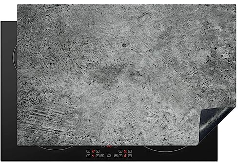 KitchenYeah© Protège Plaque Induction Deco Cuisine Accessoire Pratique | 80x52 cm - Protection De Vitroceramique Kitchen Gadget Béton - Ardoise - Gris - Structure en béton