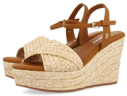 SANDALIAS DE RAFIA COLOR NATURAL CON CUÑA Y PLATAFORMA PARA MUJER ALLKAJ