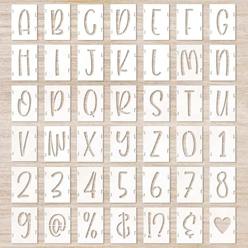 Schablone Buchstaben 42 Stück 5cm Schablonen Buchstaben Basteln Zahl Buchstabe Symbol Schablone Wiederverwendbar Schablonen Malen für Wand Inkjet Malerei Holzschild Wandkunst DIY