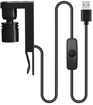 Mini Aquarium-Licht-Clip, DC 5V 2W USB Aquarium-Cliplampen,360° Lichtanpassungs-Lichtclip für kleine Süßwasser Aquarien mit Dicke innerhalb von 0,8 mm/0,3 Zoll