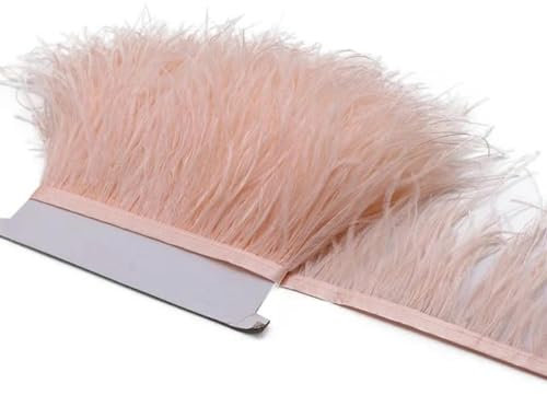 1/5/10 Meters Ostrich Feather Trims Ribbon 8-10cm Plume for Wedding Party Dress Clothing Decoration Sewing Plumas Crafts-Champagne-1 Meter
