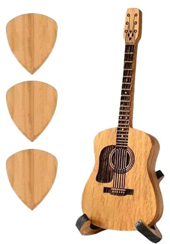 Gitarren Plektrum Box mit Ständer, Gitarre Plektrum Etui mit 3 Plektren Gitarrenplektren-Halter, Plektrum Akustikgitarre Guitar Picks für Akustik E Bass Gitarren Ukulelen Liebhaber