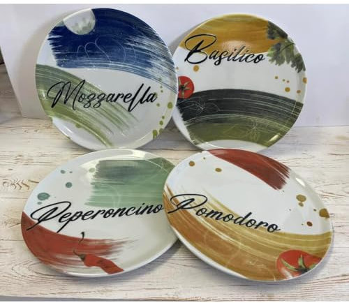 ANDREA FONTEBASSO 1760 Lot de 4 assiettes à pizza 33 cm pour décoration assortie
