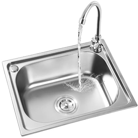 Lavello Cucina in acciaio inox,Lavabo Cucina Incasso,Lavello da cucina a vasca singola,1 lavandino da incasso con accessori,38x33cm,42x37cm,48x35cm,50x40cm,53x38cm,60x45cm(48x35 cm)
