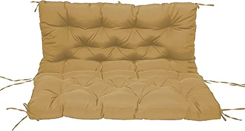 Wasserdichte Outdoor-Kissen für 2- und 3-Sitzer-Schaukelsitze mit Rückenlehne, weich und bequem, Terrassenmöbel-Pads für Sonnenliegen, Khaki-Holzmatte, Ersatz, 120 x 100 x 10 cm