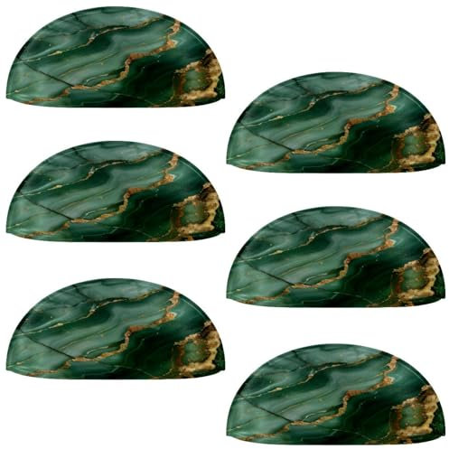 6 Stück Muschelgriffe, Smaragdgrüner Marmor, Schubladengriffe, halbrunde Küchenschranktürgriffe und Knäufe, Möbel, Schrank, Kommode, Griffe mit Schrauben